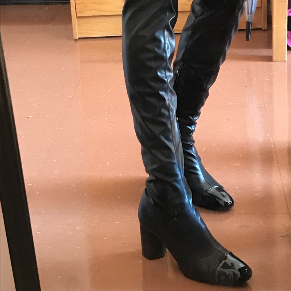 Over-The-Knee High Heel Cap Toe Boots - Zara